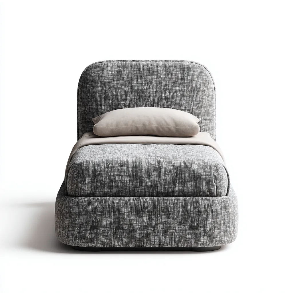 Lit simple rembourré en tissu gris 200x120x100 cm - design moderne avec tête de lit arrondie-Warmthza