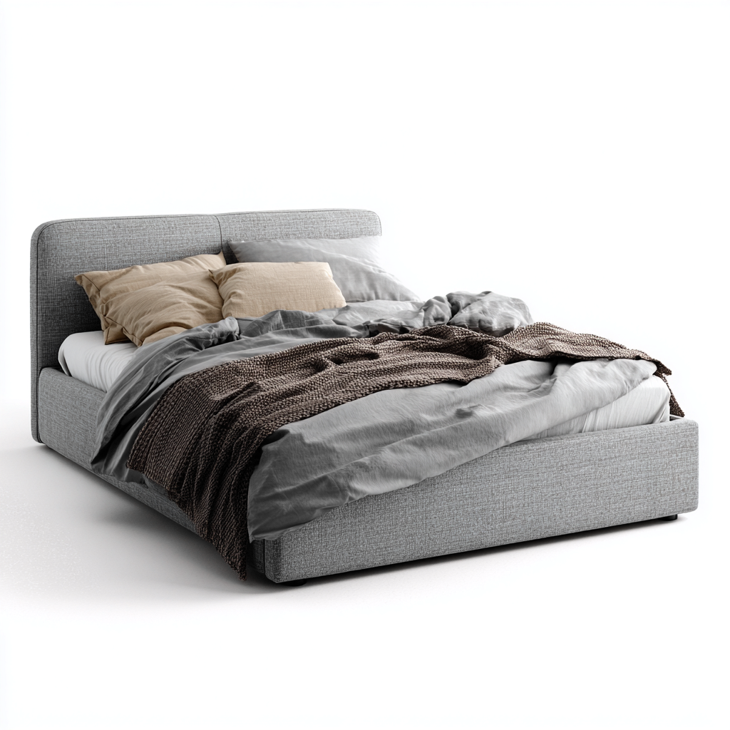 Lit double tapissé 200x160x95 cm - gris clair - design moderne avec confort optimal-Warmthza