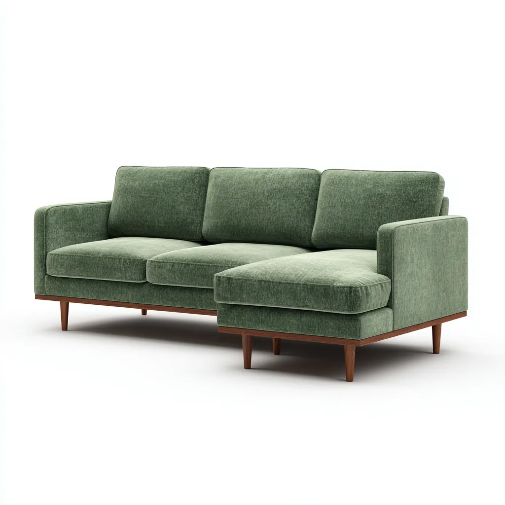 Canapé d'angle tissu 255 cm - vert clair - style moderne-Warmthza