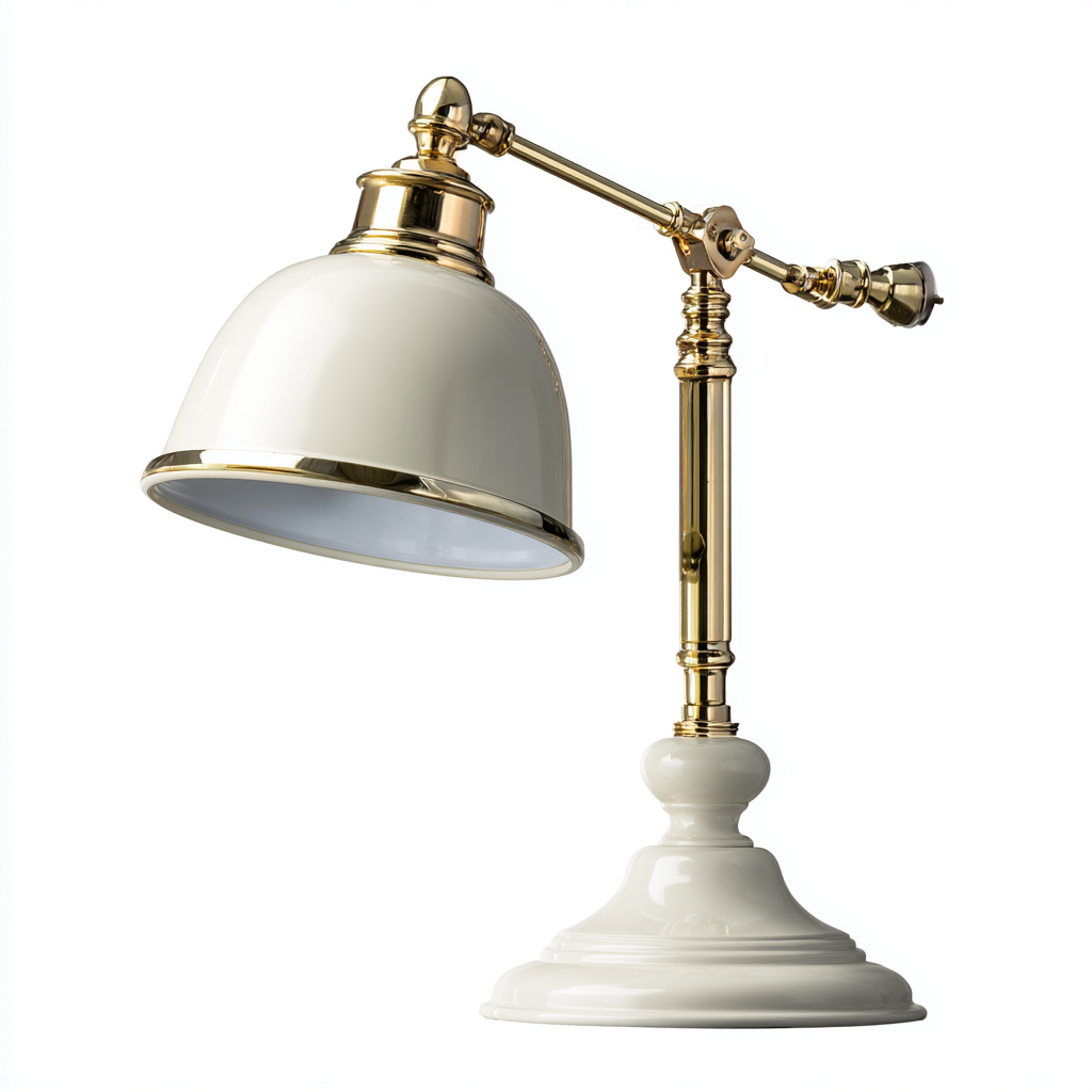 Lampe de table en métal et céramique 25x22x48 cm - blanc-or - style classique-Warmthza