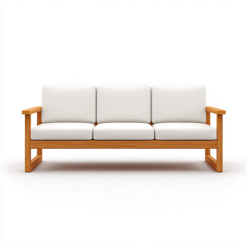 Canapé d'extérieur 3 places en bois massif avec coussins blancs - 200x80x85 cm - style moderne extérieur-Warmthza