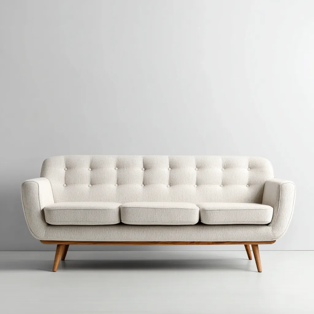 Canapé droit 3 places en tissu 190x85x90 cm - beige clair - style vintage-Warmthza