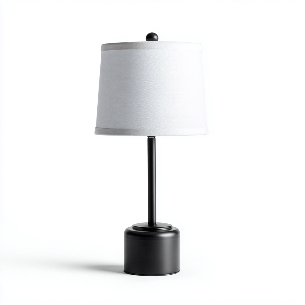 Lampe de table en métal noir avec abat-jour blanc - 42x20x20 cm - style moderne minimaliste-Warmthza