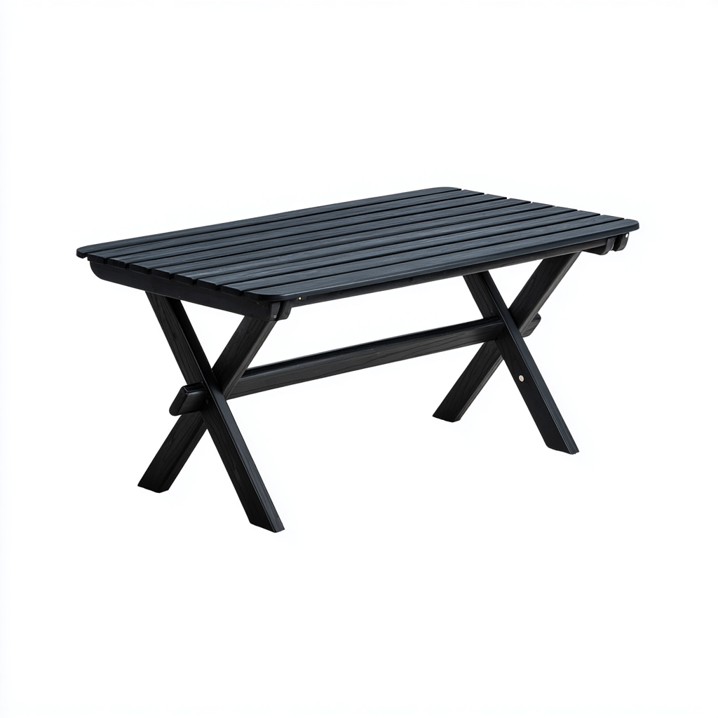 Table de jardin pliante plastique imitation bois 120x70x72 cm - noir - usage extérieur-Warmthza