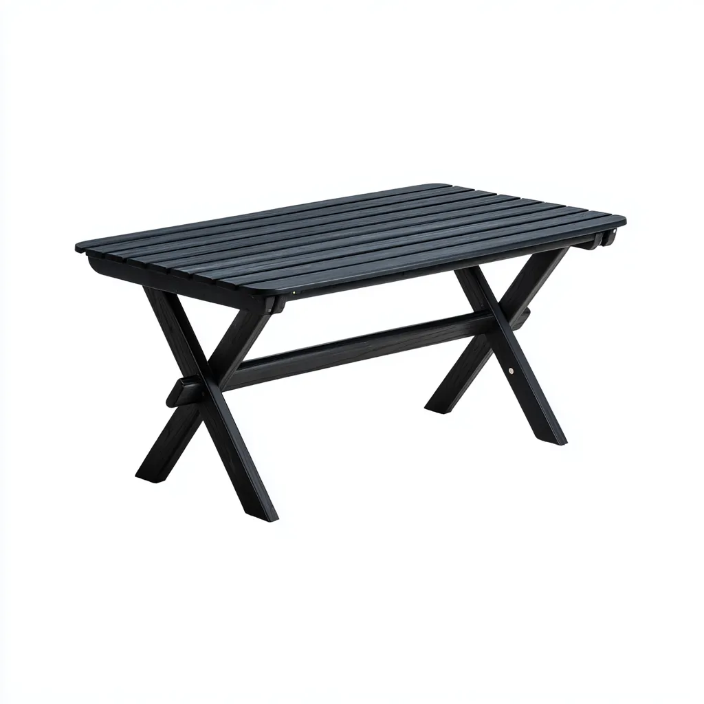 Table de jardin pliante plastique imitation bois 120x70x72 cm - noir - usage extérieur-Warmthza