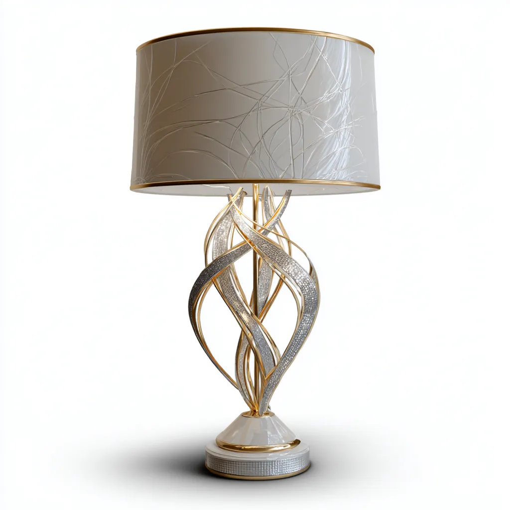 Lampe de table 28x28x55 cm - or-blanc-argent - design moderne et élégant-Warmthza