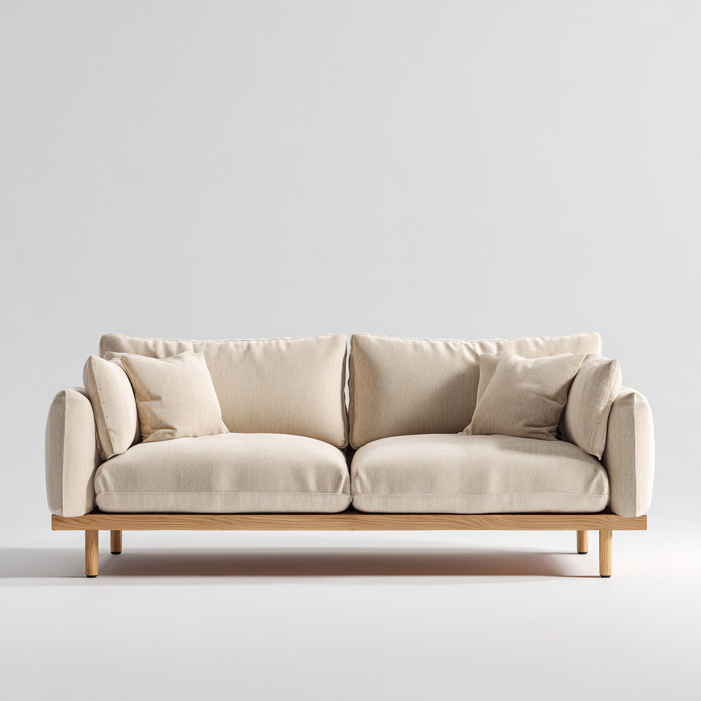 Canapé droit trois places tissu 190x90x85 cm - beige - style scandinave-Warmthza