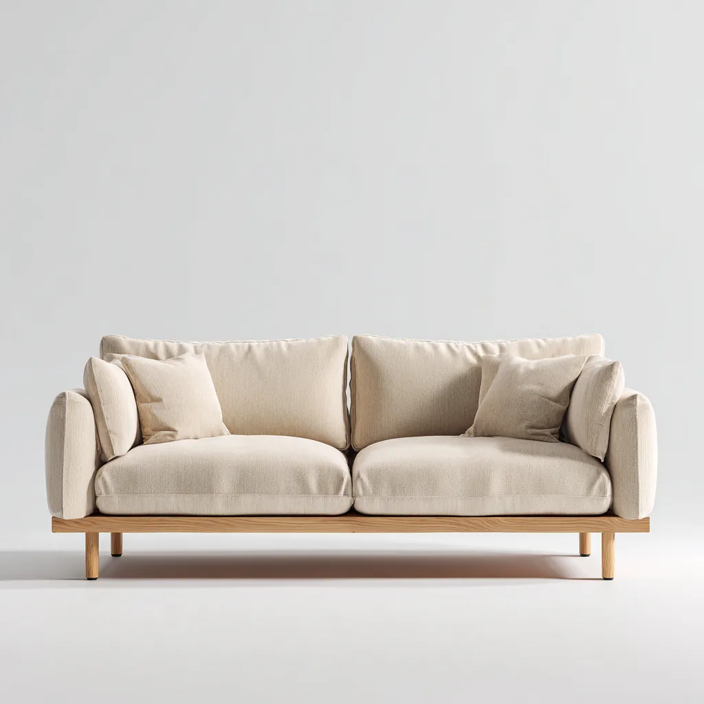 Canapé droit trois places tissu 190x90x85 cm - beige - style scandinave-Warmthza