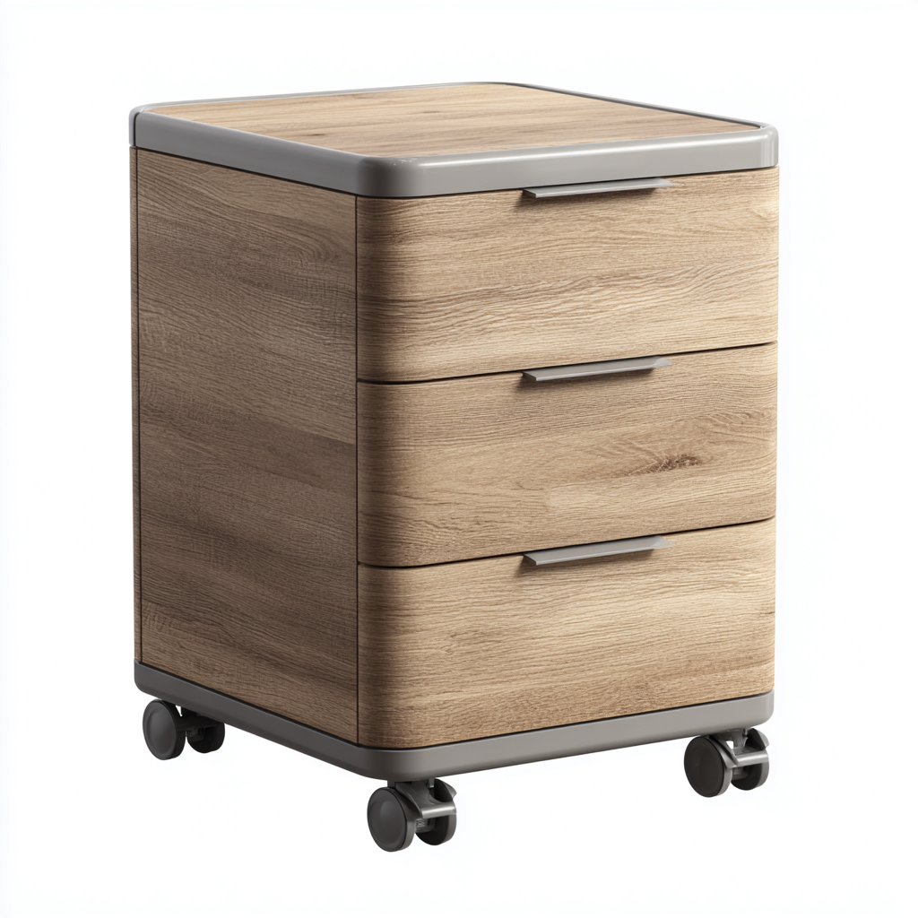 Caisson de bureau en bois 42x50x65 cm - 3 tiroirs - avec roulettes - design moderne-Warmthza