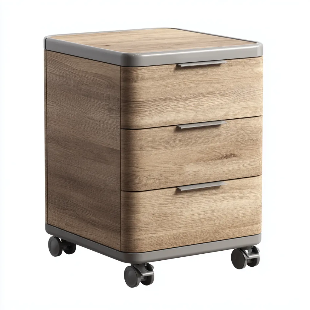 Caisson de bureau en bois 42x50x65 cm - 3 tiroirs - avec roulettes - design moderne-Warmthza