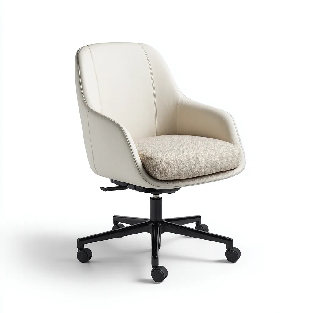 Chaise de bureau en simili cuir et tissu 62x62x90 cm - blanc - réglable avec accoudoirs et roulettes-Warmthza