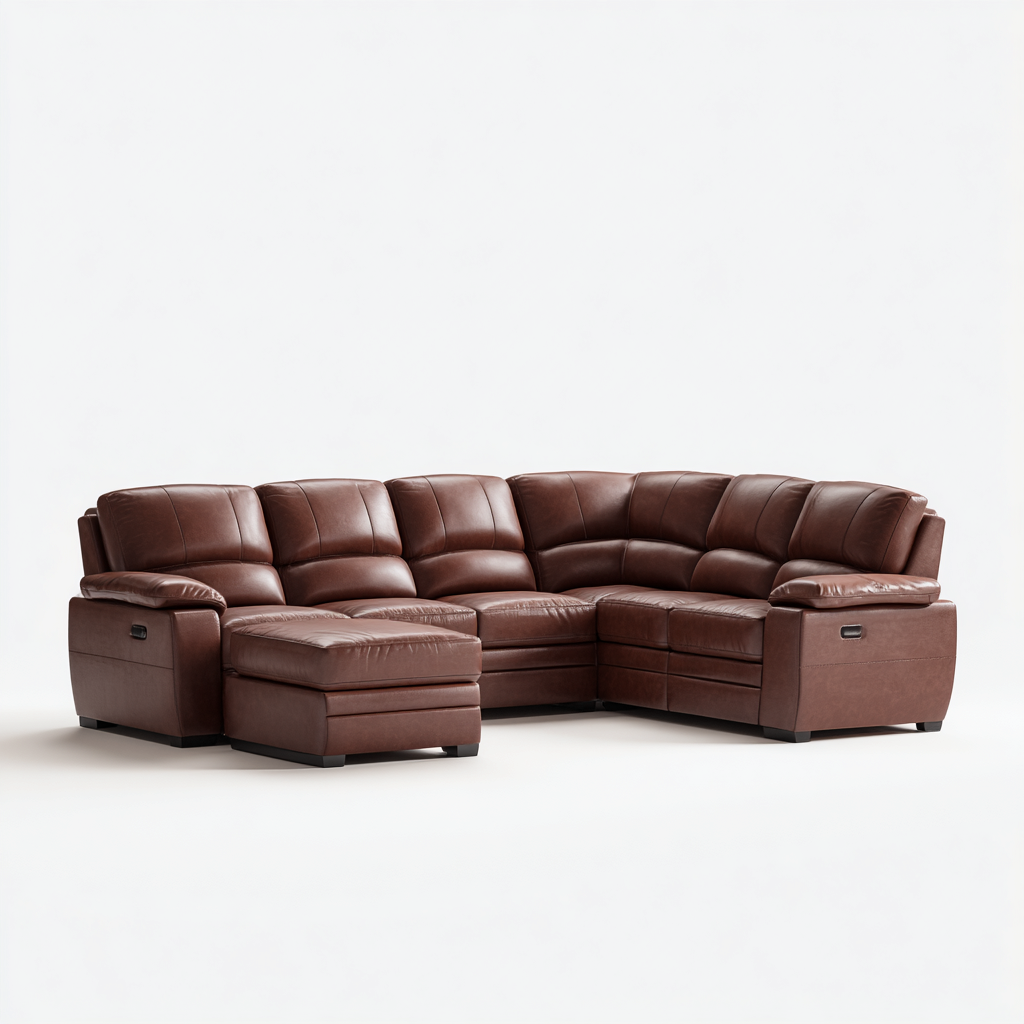 Canapé d'angle cuir 300x100x90 cm - marron - avec fonction relax - style contemporain-Warmthza