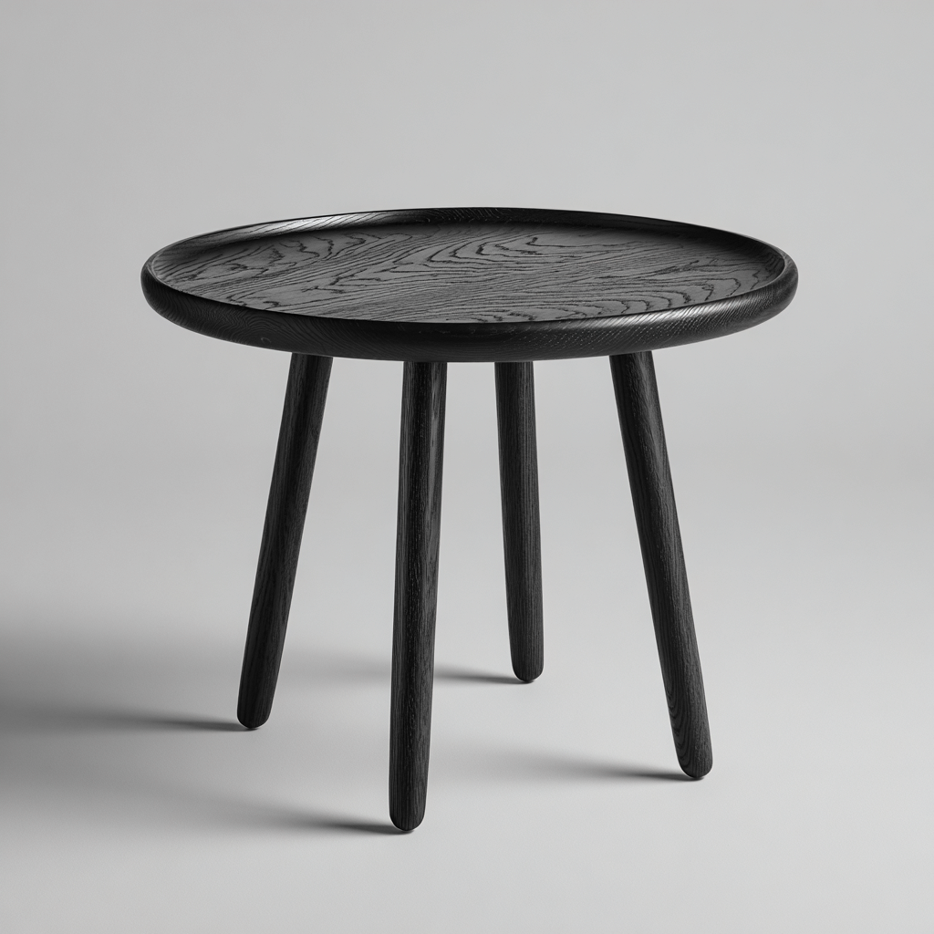 Table basse ronde bois massif 50x50x45 cm - noir - usage extérieur-Warmthza