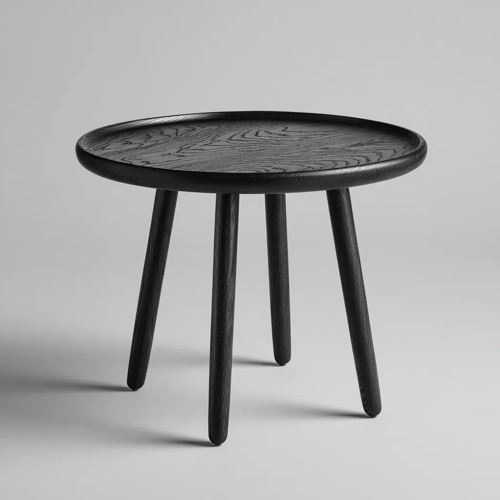 Table basse ronde bois massif 50x50x45 cm - noir - usage extérieur-Warmthza