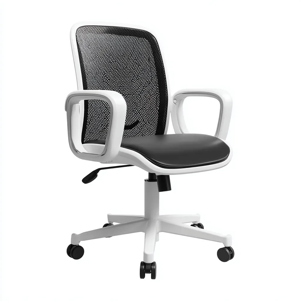 Chaise de bureau en maille et similicuir 60x58x91 cm - noir-blanc - réglable et pivotante-Warmthza