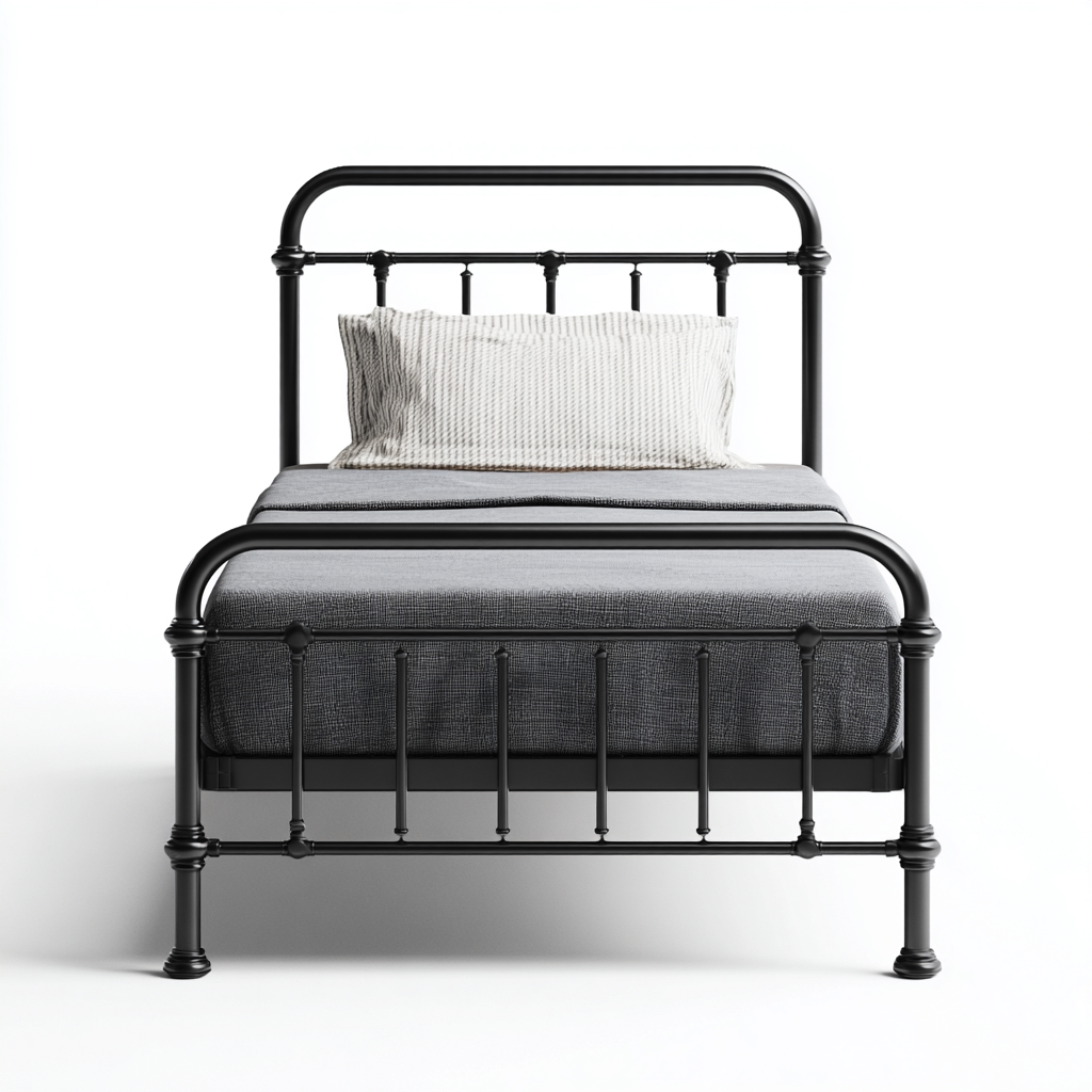 Lit simple en métal noir 200x100x105 cm - style moderne industriel-Warmthza