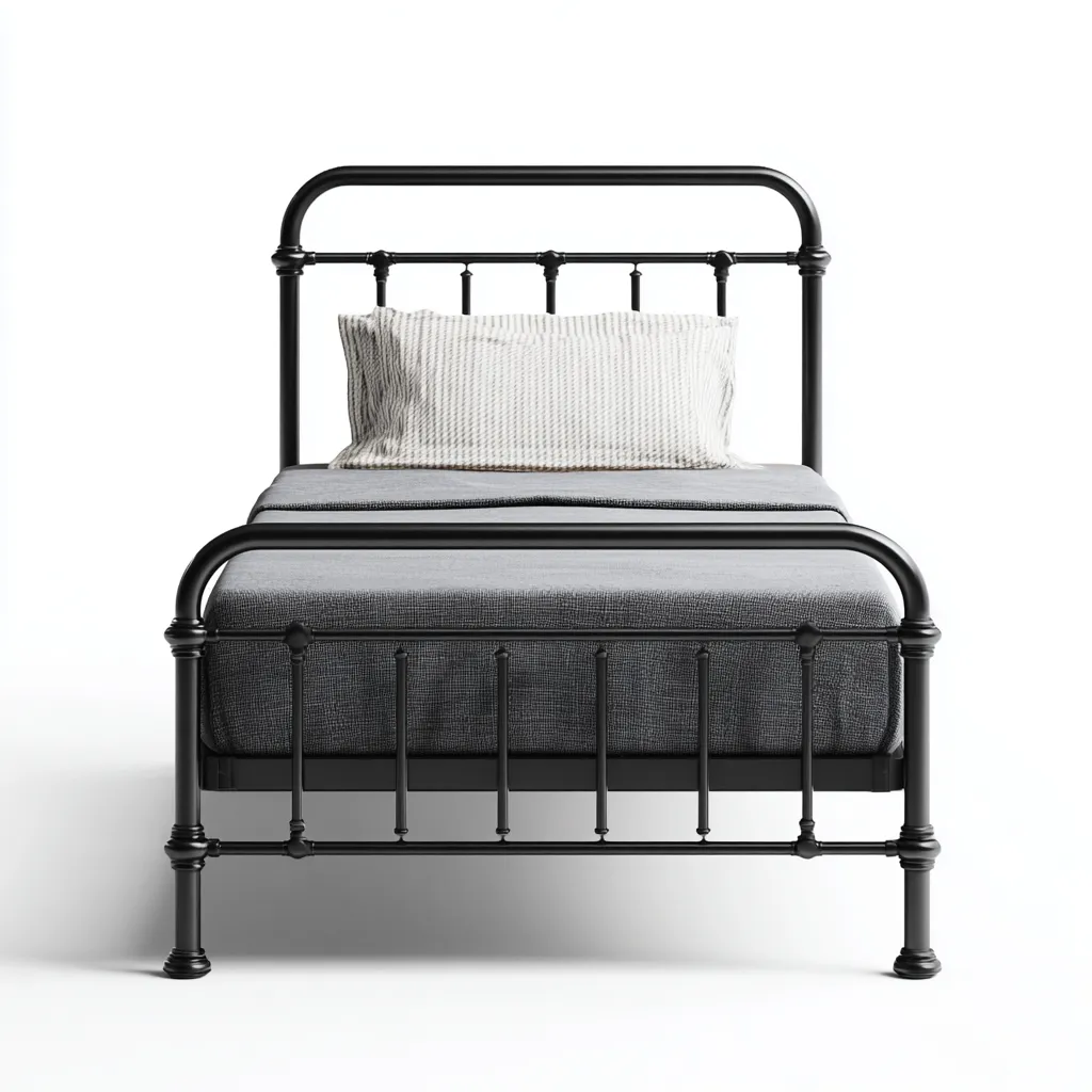 Lit simple en métal noir 200x100x105 cm - style moderne industriel-Warmthza