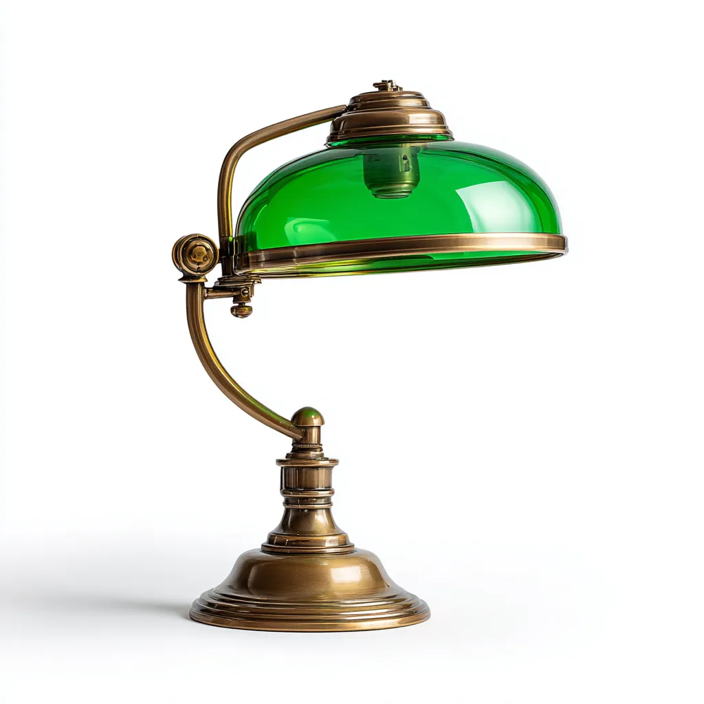 Lampe de table en laiton avec abat-jour en verre 26x22x42 cm - vert-or antique - style classique-Warmthza