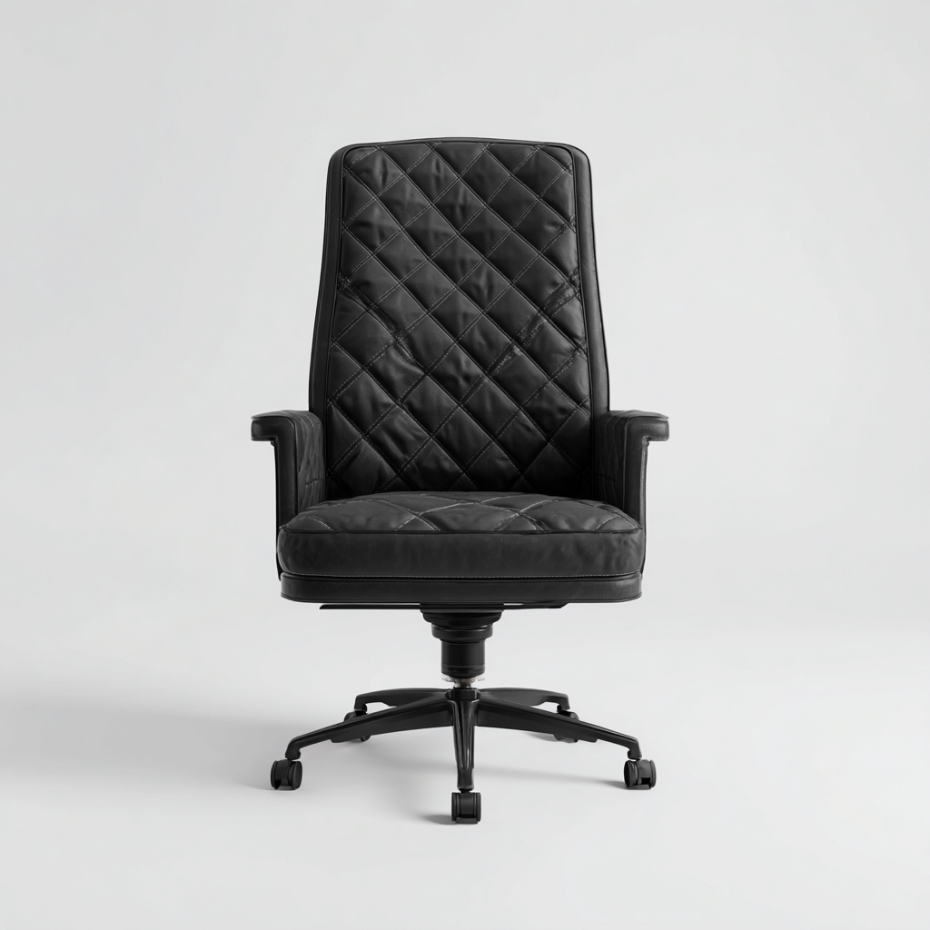 Chaise de bureau en cuir 64x66x115 cm - noir - dossier haut réglable et pivotante-Warmthza