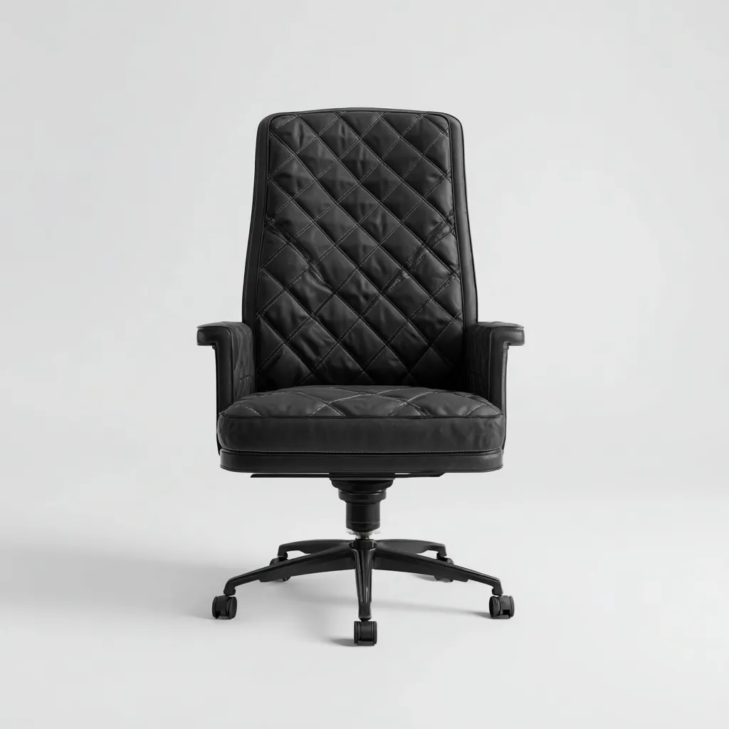 Chaise de bureau en cuir 64x66x115 cm - noir - dossier haut réglable et pivotante-Warmthza