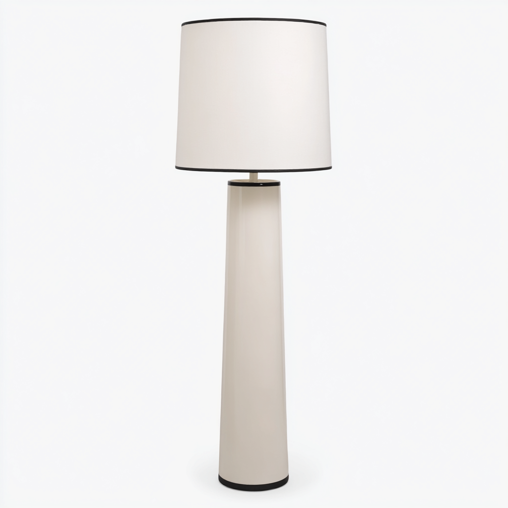 Lampadaire en métal et tissu 40x40x160 cm - blanc-noir - style contemporain-Warmthza