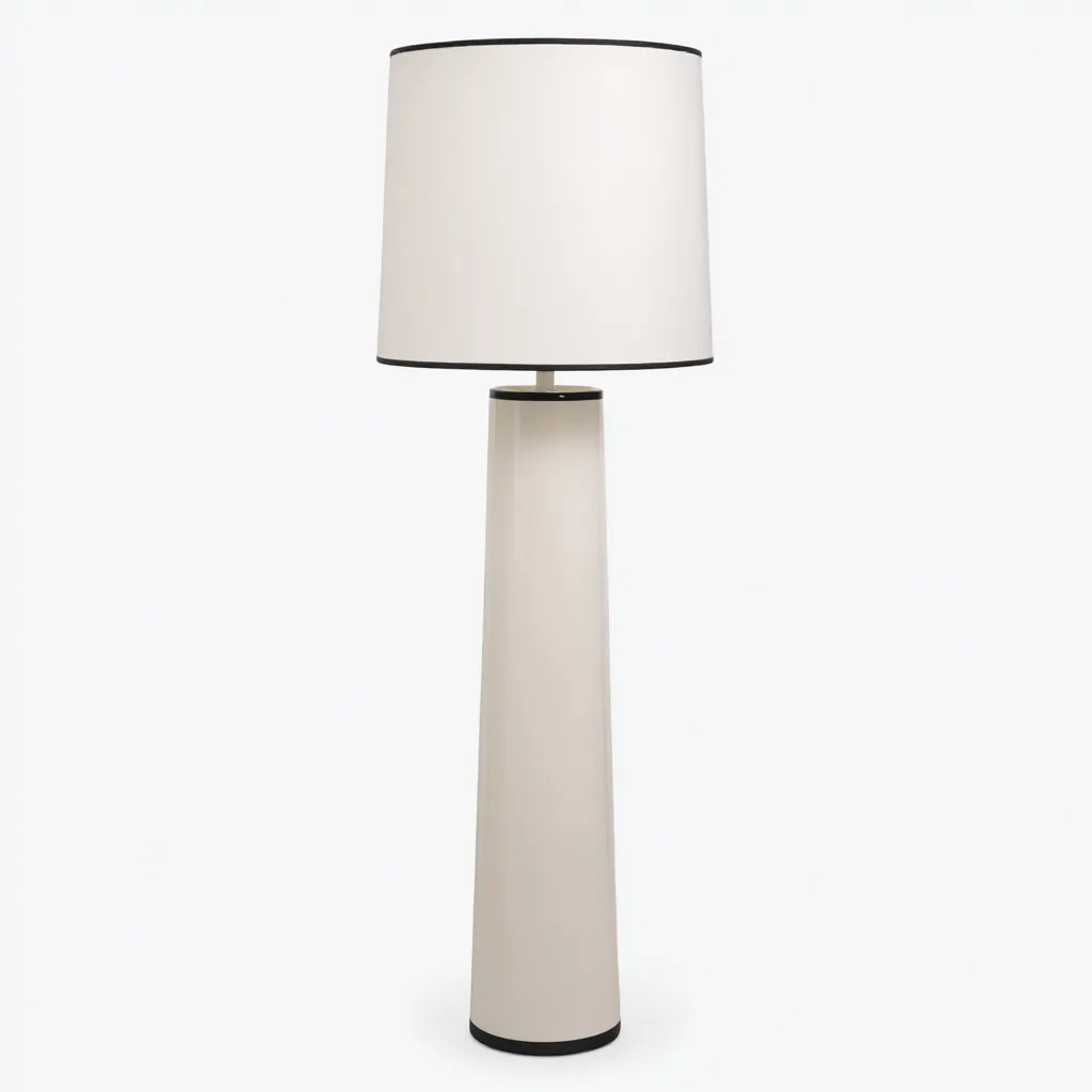 Lampadaire en métal et tissu 40x40x160 cm - blanc-noir - style contemporain-Warmthza