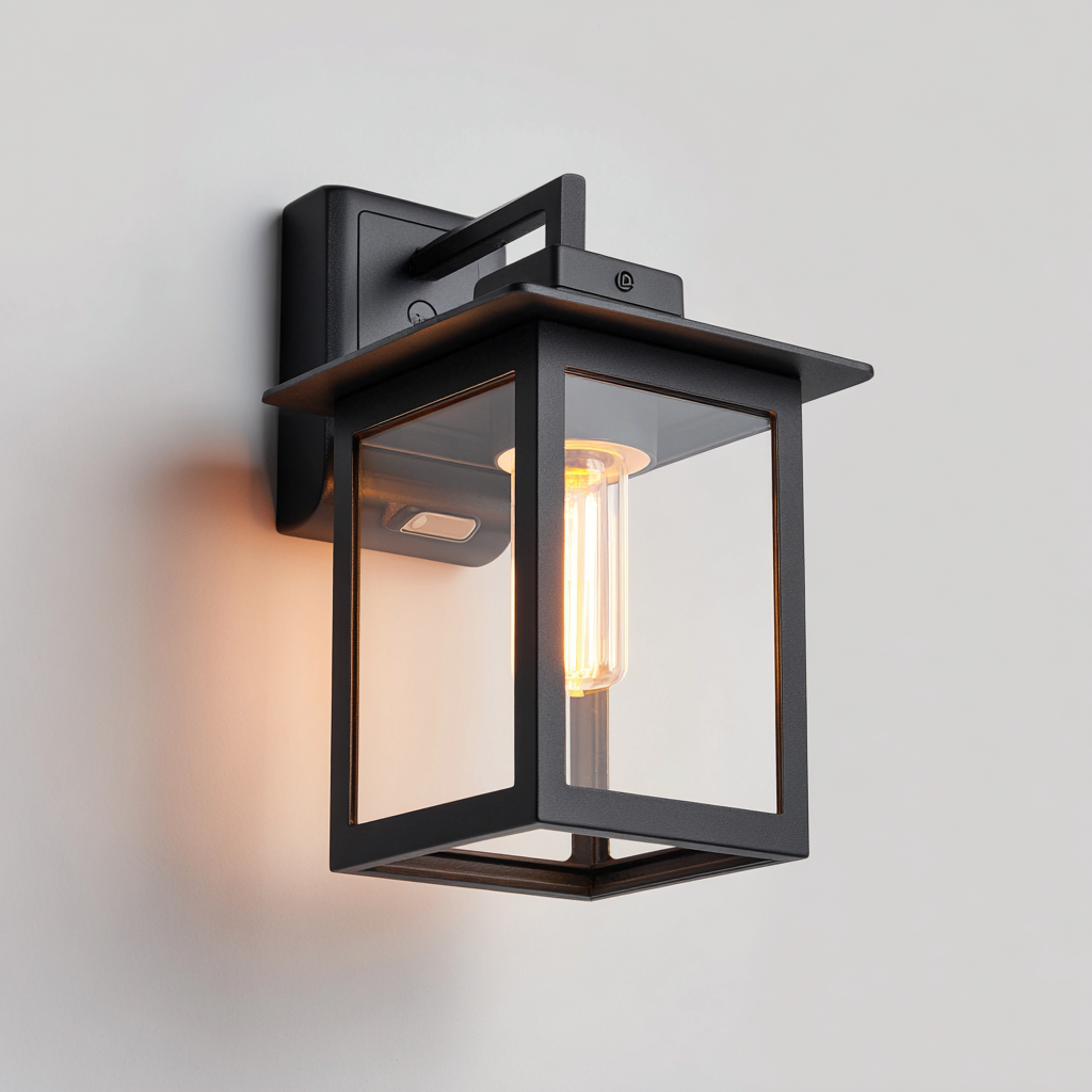 Applique murale extérieure en aluminium 36x18x17 cm - noir - style lanterne moderne avec détecteur de mouvement-Warmthza