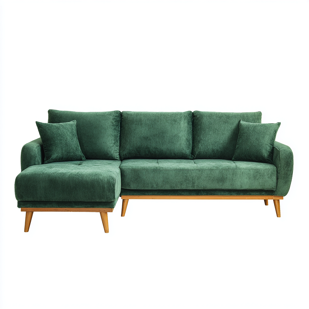 Canapé d'angle en tissu 225x92x88 cm - vert - style moderne-Warmthza