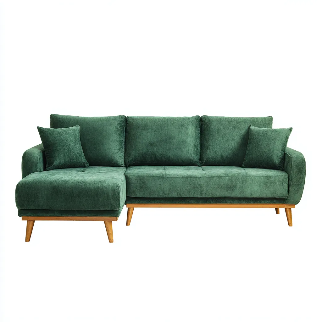 Canapé d'angle en tissu 225x92x88 cm - vert - style moderne-Warmthza