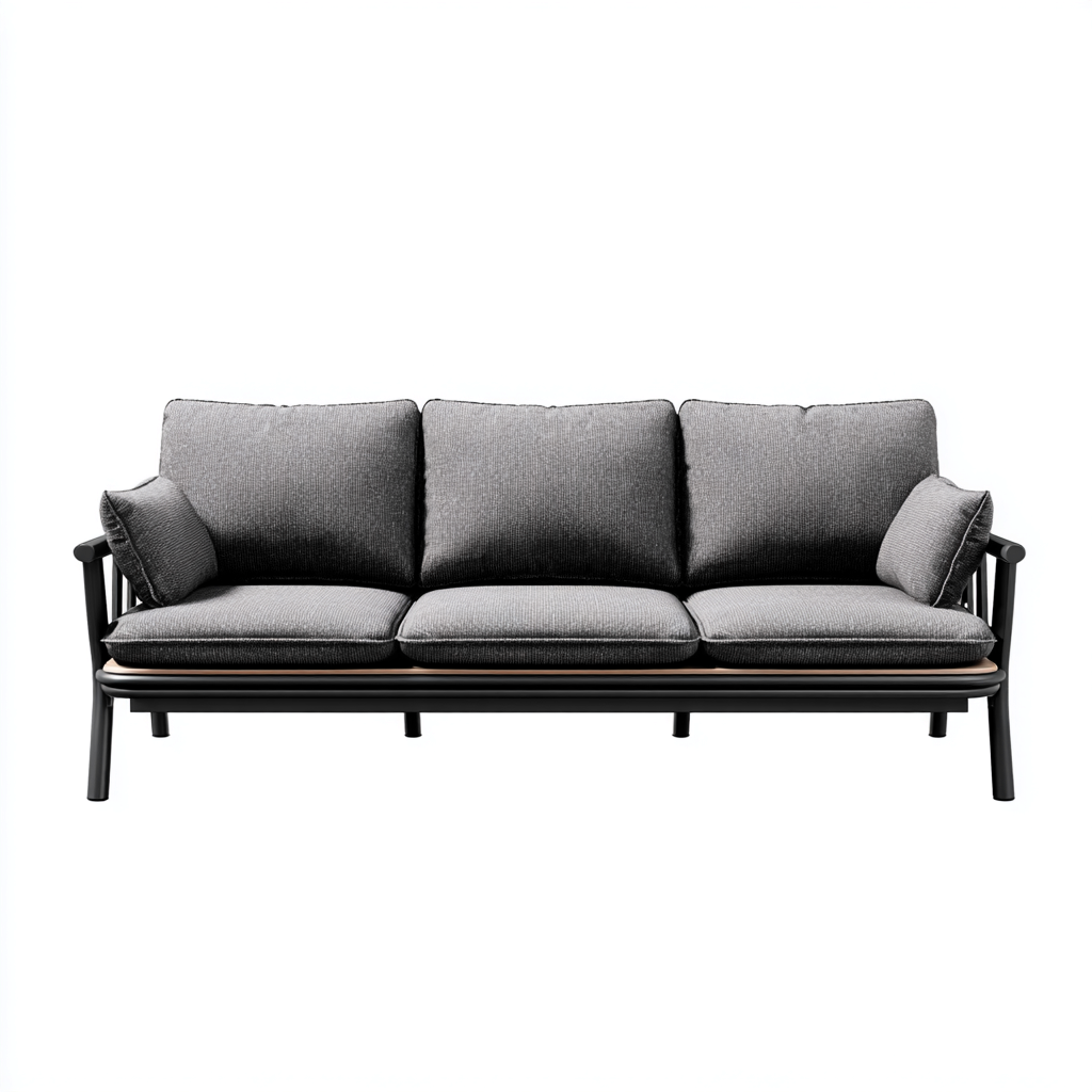 Canapé droit trois places tissu 195x88x85 cm - gris foncé - style moderne-Warmthza