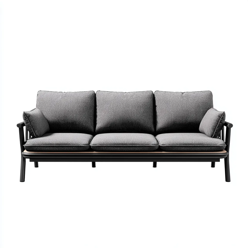 Canapé droit trois places tissu 195x88x85 cm - gris foncé - style moderne-Warmthza