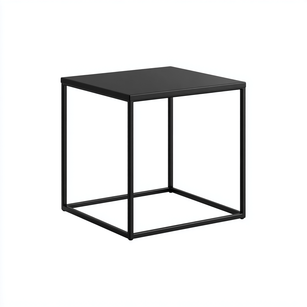 Table d'appoint carrée métal 40x40x45 cm - noir - usage extérieur-Warmthza