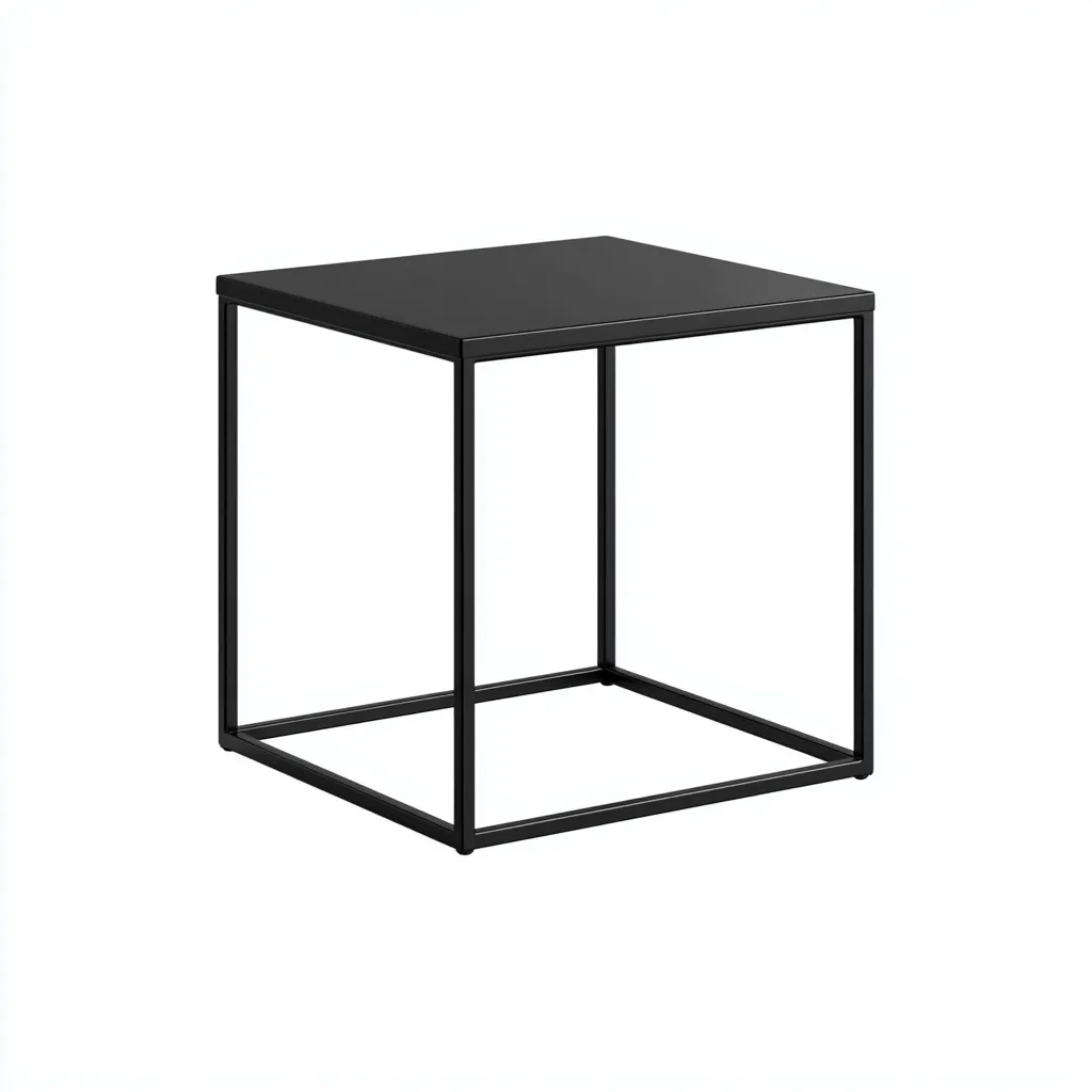 Table d'appoint carrée métal 40x40x45 cm - noir - usage extérieur-Warmthza