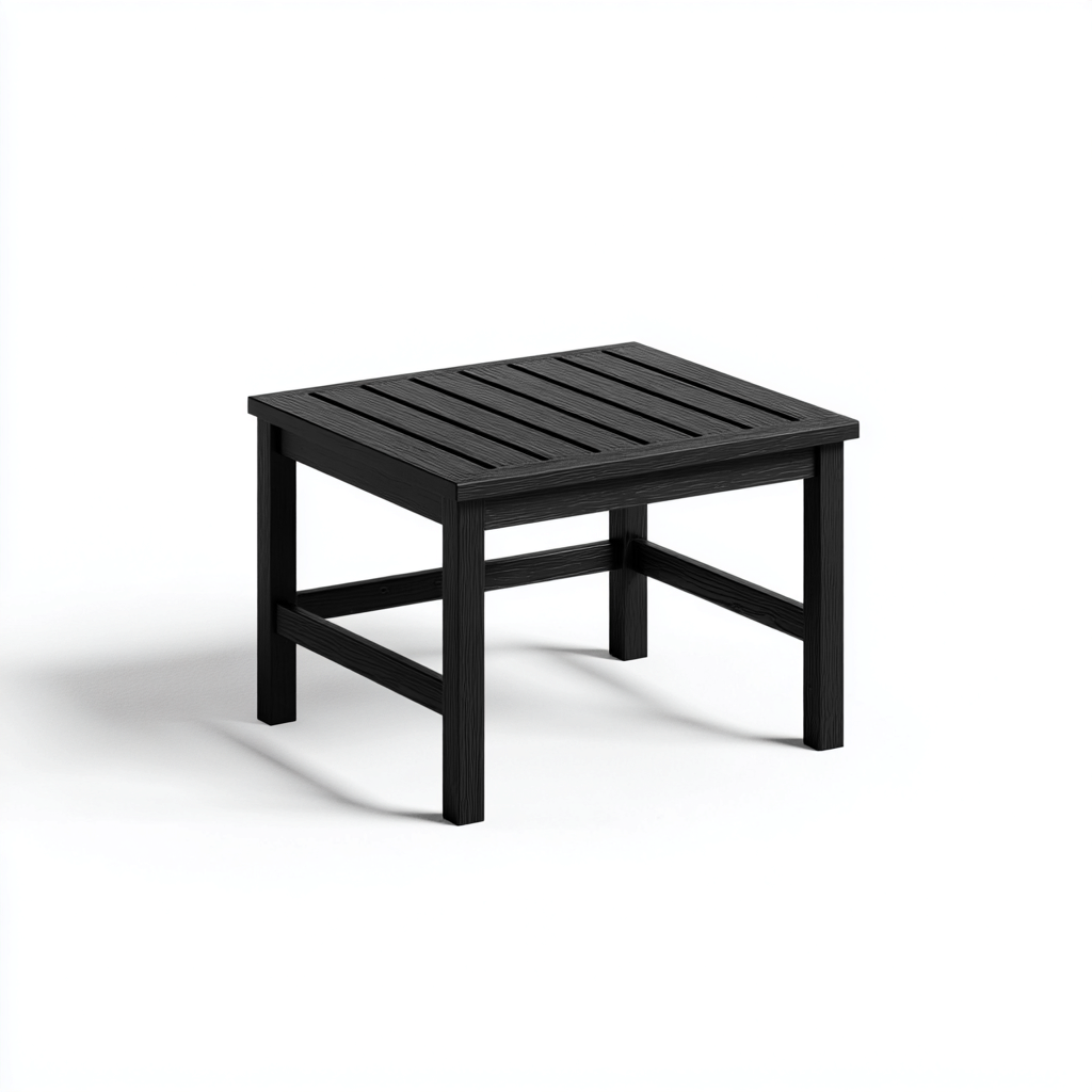 Table basse d'extérieur carrée 55x55x45 cm - plastique noir - plateau à lattes-Warmthza