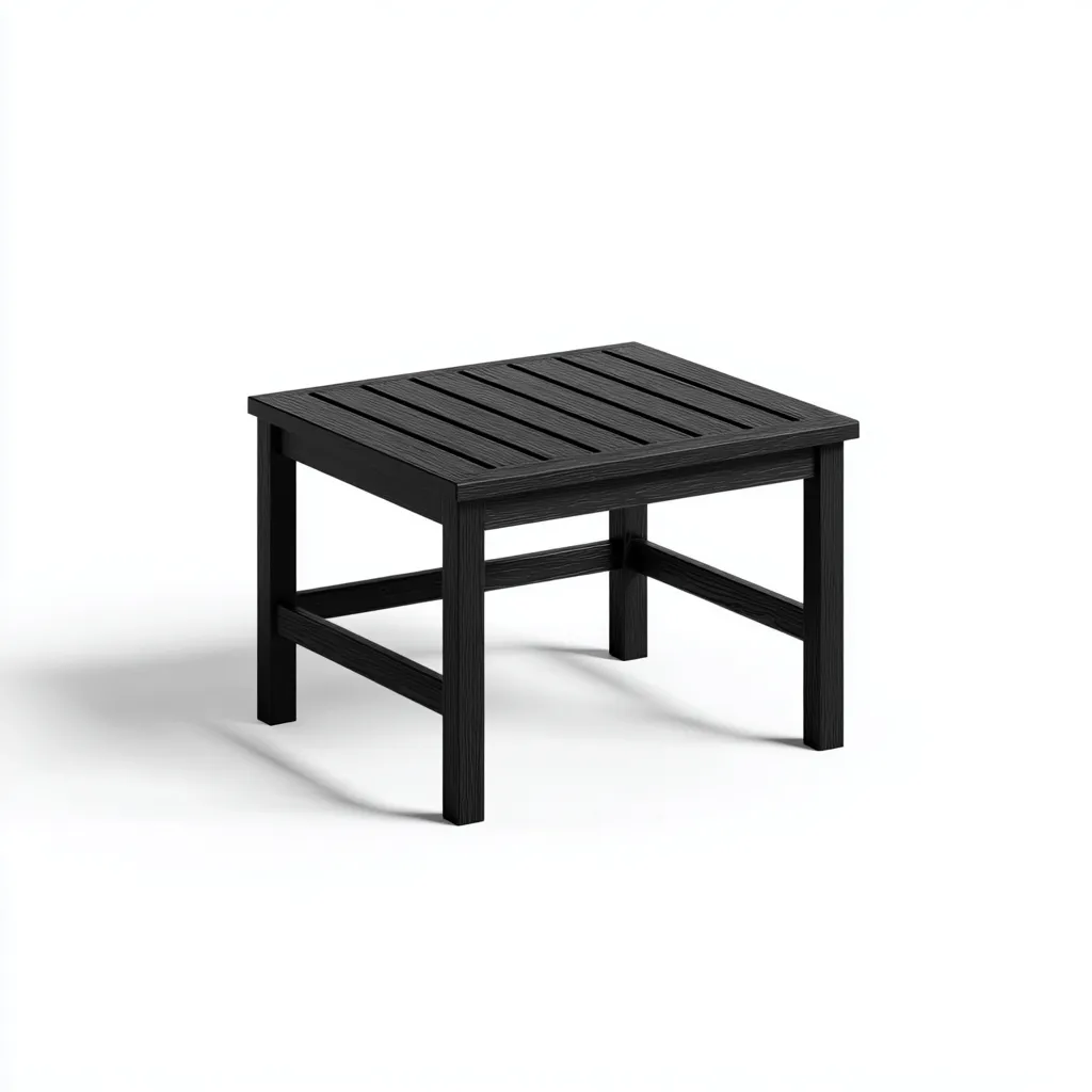 Table basse d'extérieur carrée 55x55x45 cm - plastique noir - plateau à lattes-Warmthza