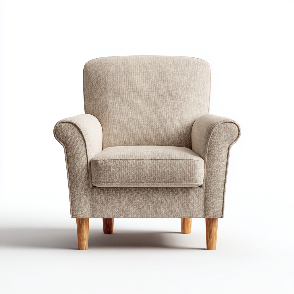Fauteuil en tissu - 82x80x92 cm - beige - pieds en bois-Warmthza