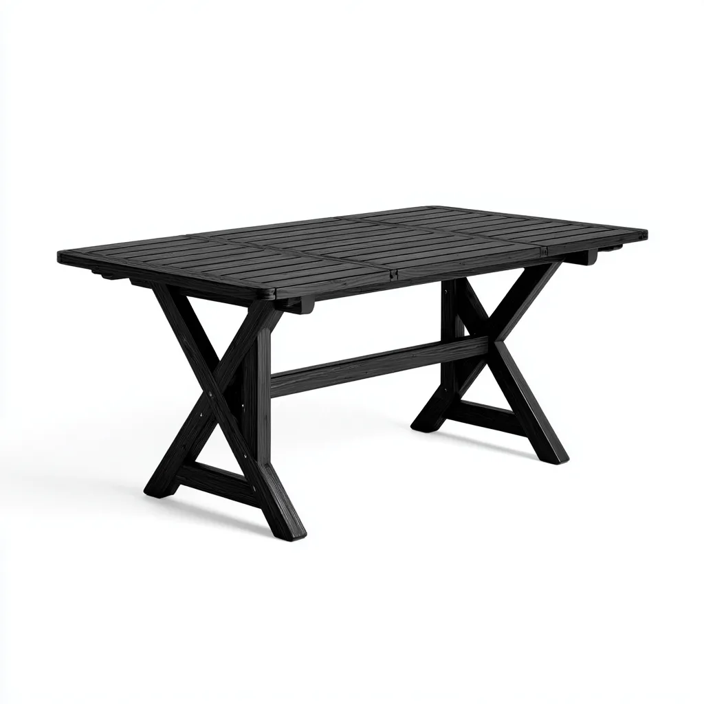Table de jardin rectangulaire en bois 180x90x75 cm - noir - style classique-Warmthza