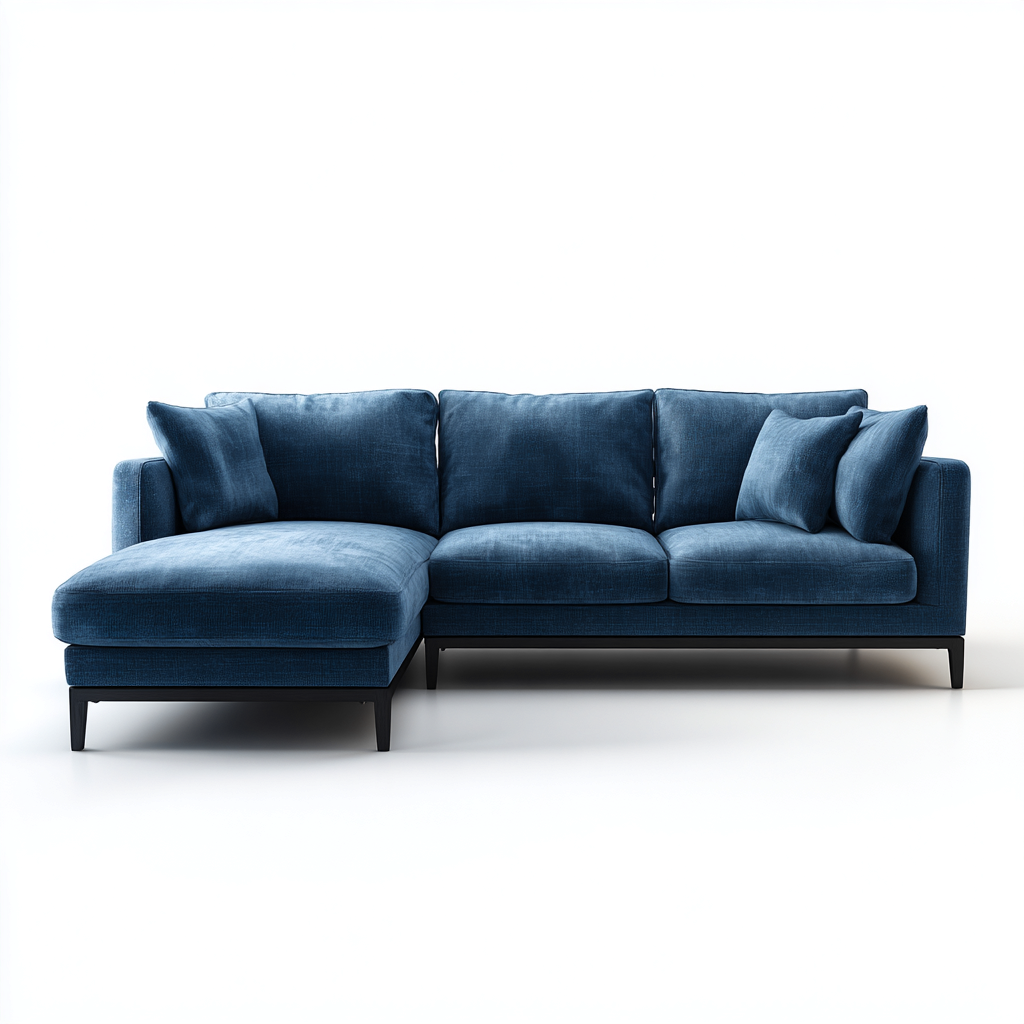 Canapé d'angle tissu velours 250x95x85 cm - bleu marine - style moderne-Warmthza