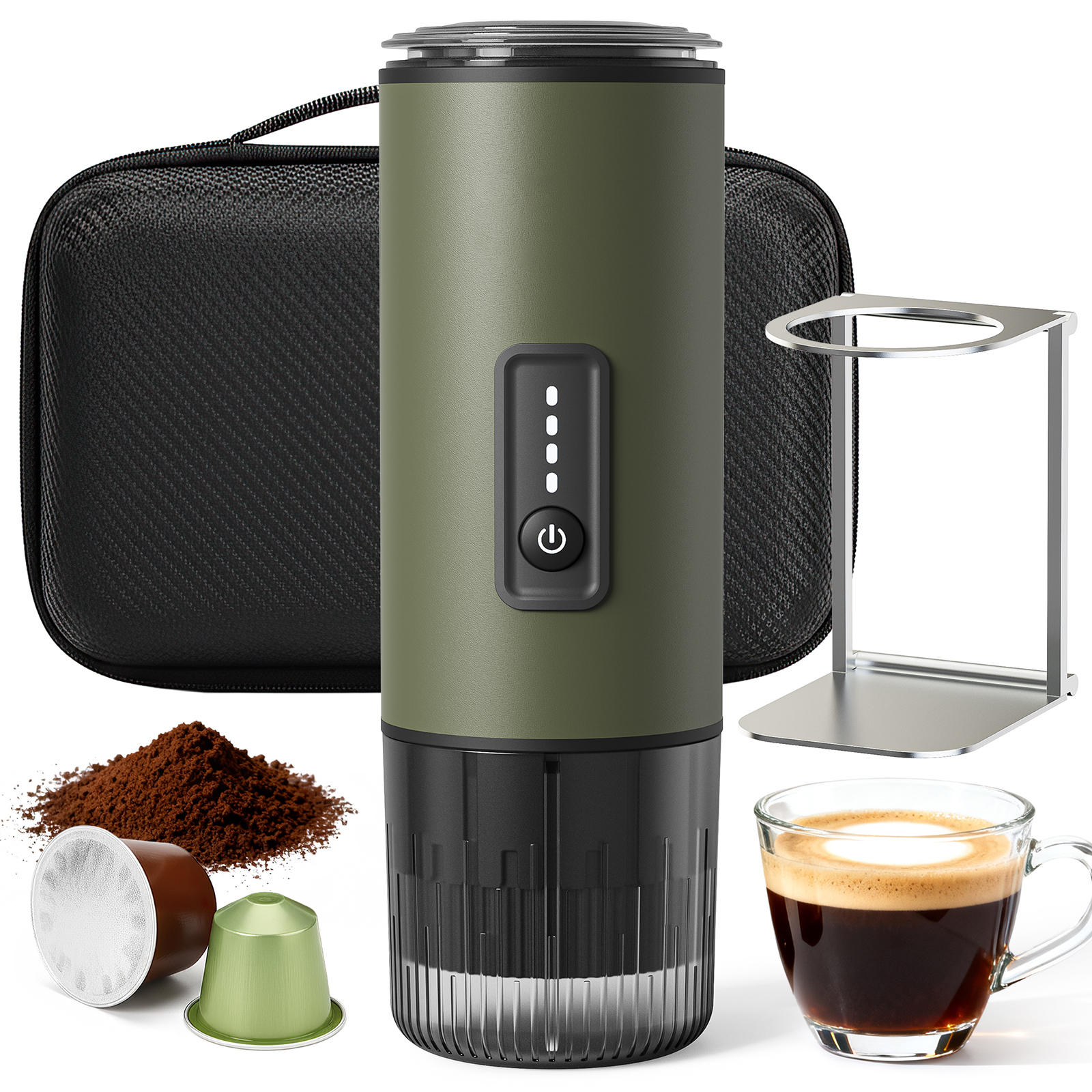 CM-007 Portable Espresso Maker – 15Bar Self-Heating Travel Coffee Machine