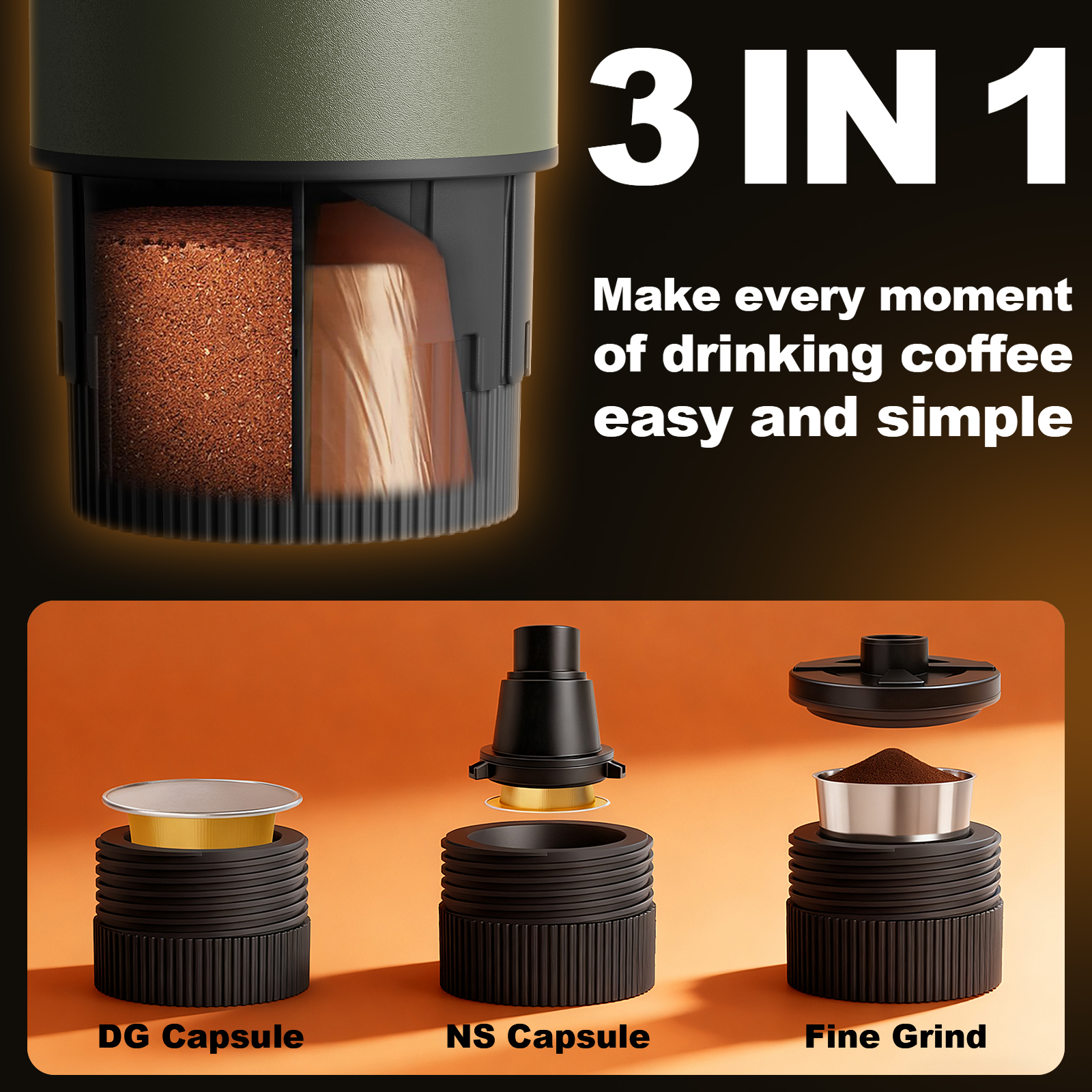 CM-007 Portable Espresso Maker – 15Bar Self-Heating Travel Coffee Machine