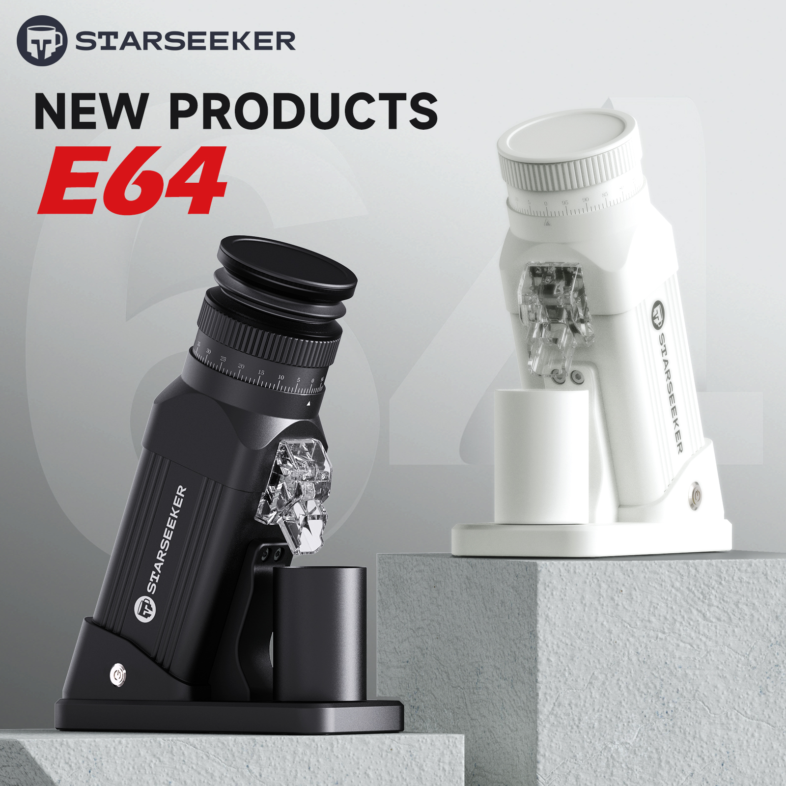 STARSEEKER E64 Electric Coffee Grinder 64MM Espresso Titanium Flat burr Stepless Fineness Adjustment Home Bean Grinder Black