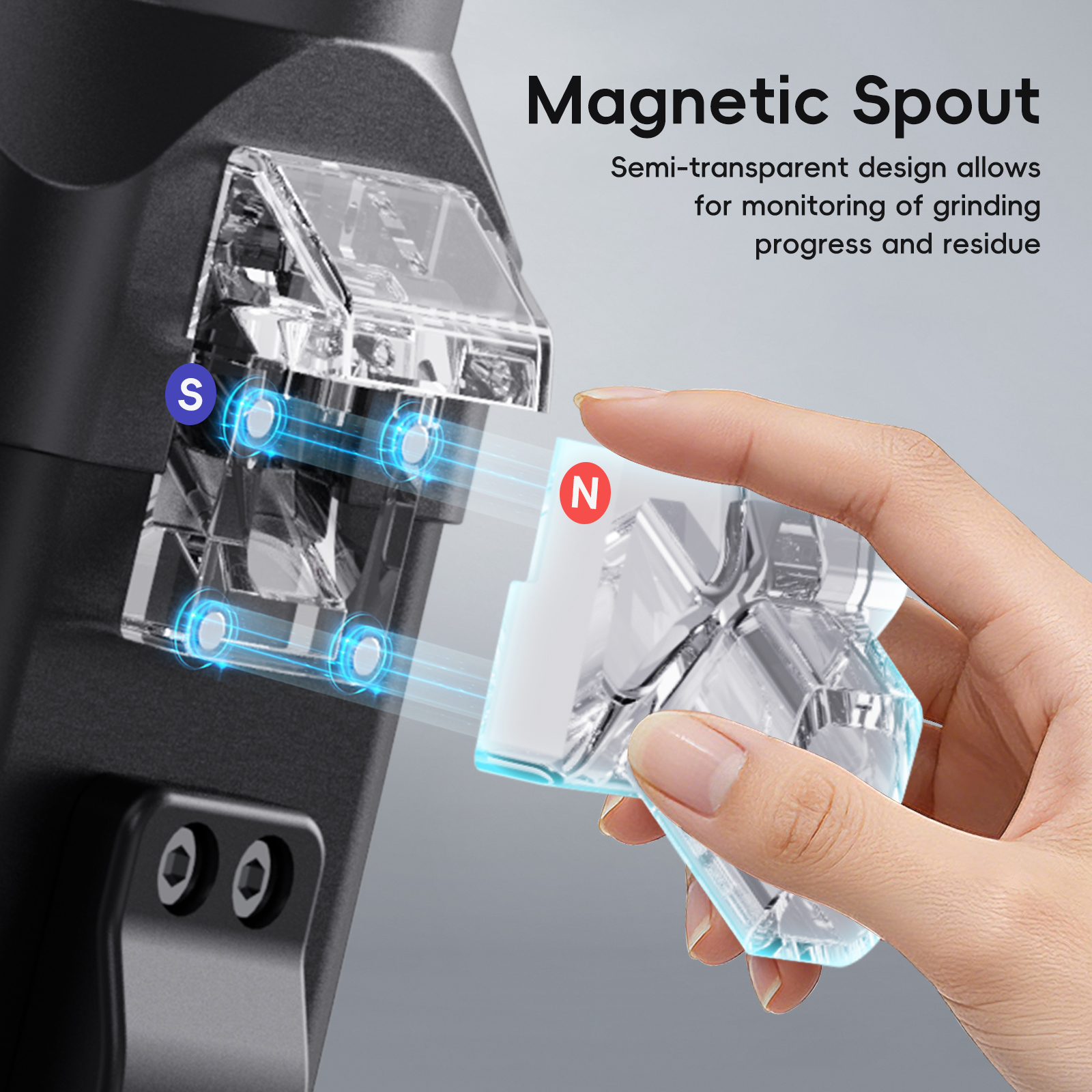 STARSEEKER E64 Electric Coffee Grinder 64MM Espresso Titanium Flat burr Stepless Fineness Adjustment Home Bean Grinder Black