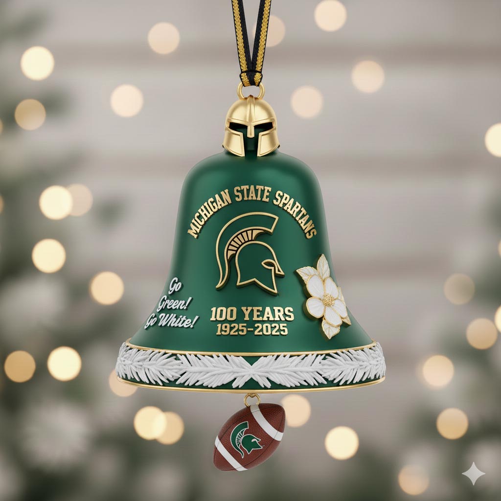 Michigan State Spartans 100th Anniversary Christmas Bell Ornament
