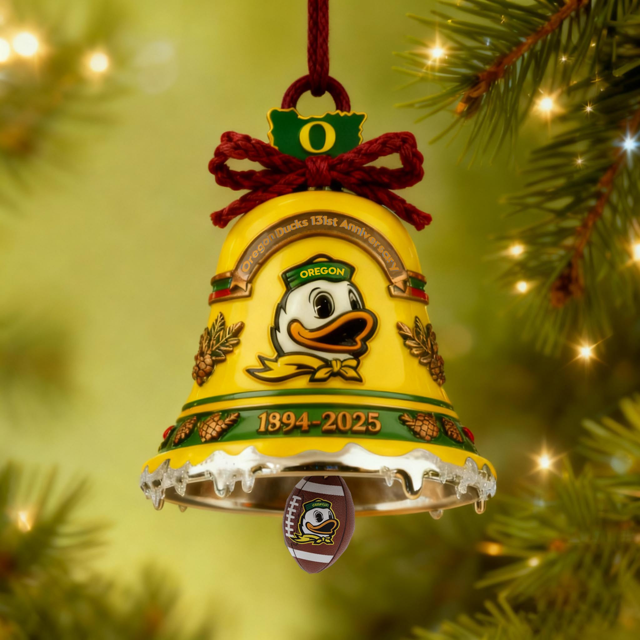 Oregon Ducks 131st Anniversary Christmas Bell Ornament