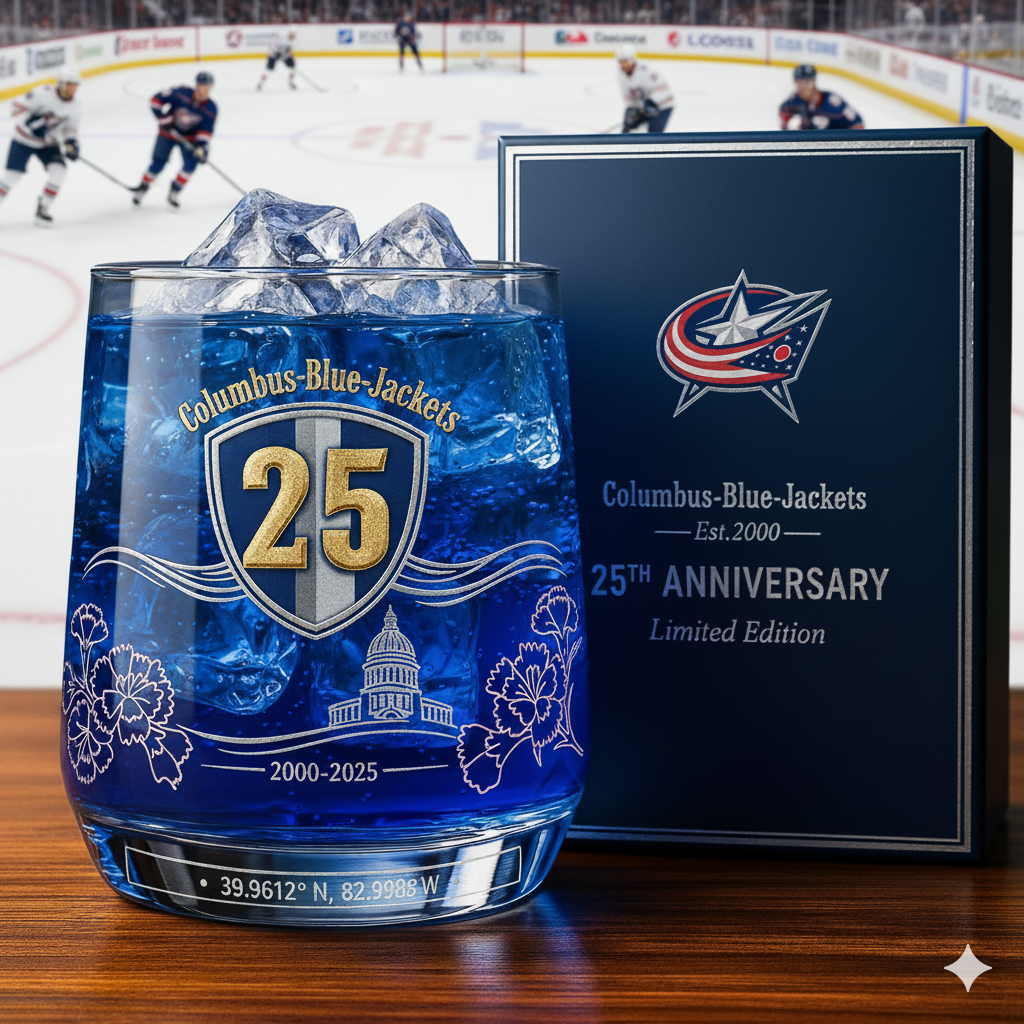 Columbus Blue Jackets 25th Anniversary Limited Edition Whiskey Glass