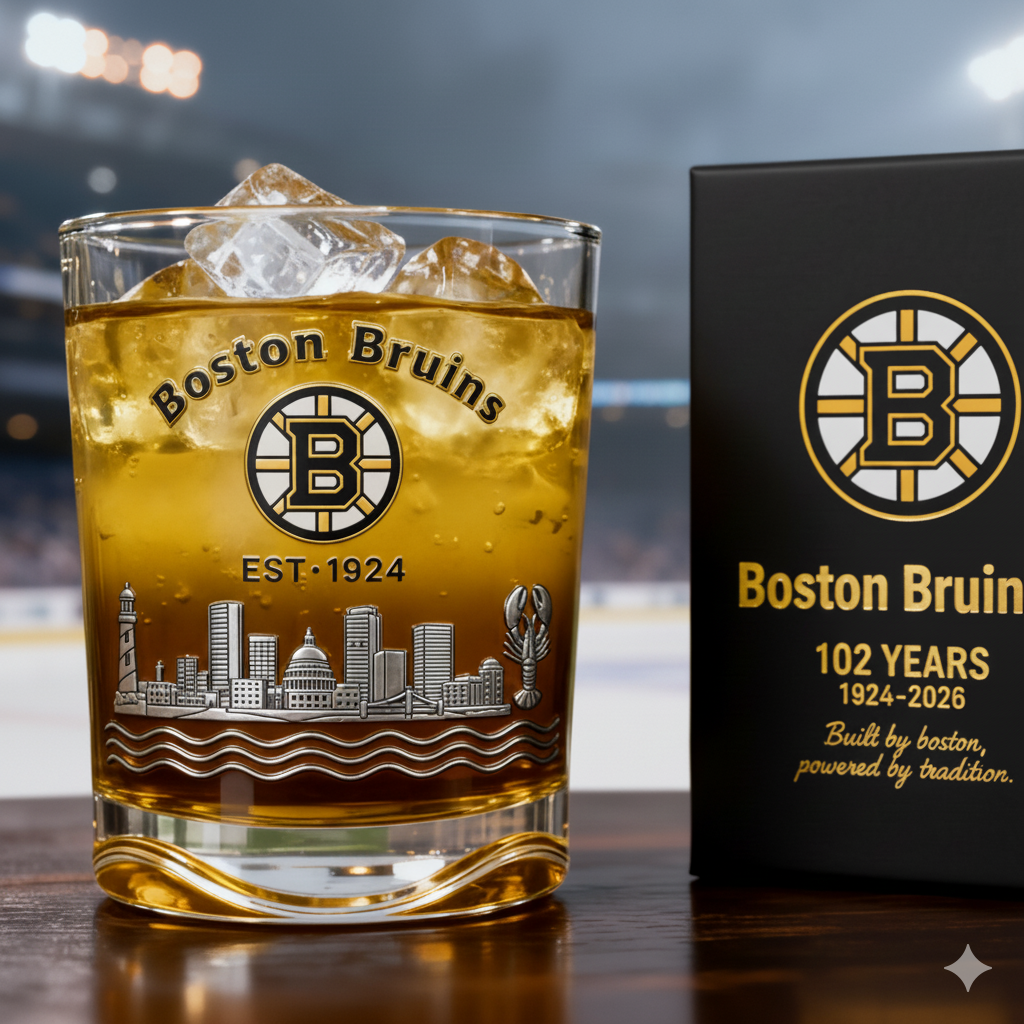 Boston Bruins 102th Anniversary Whiskey Glass