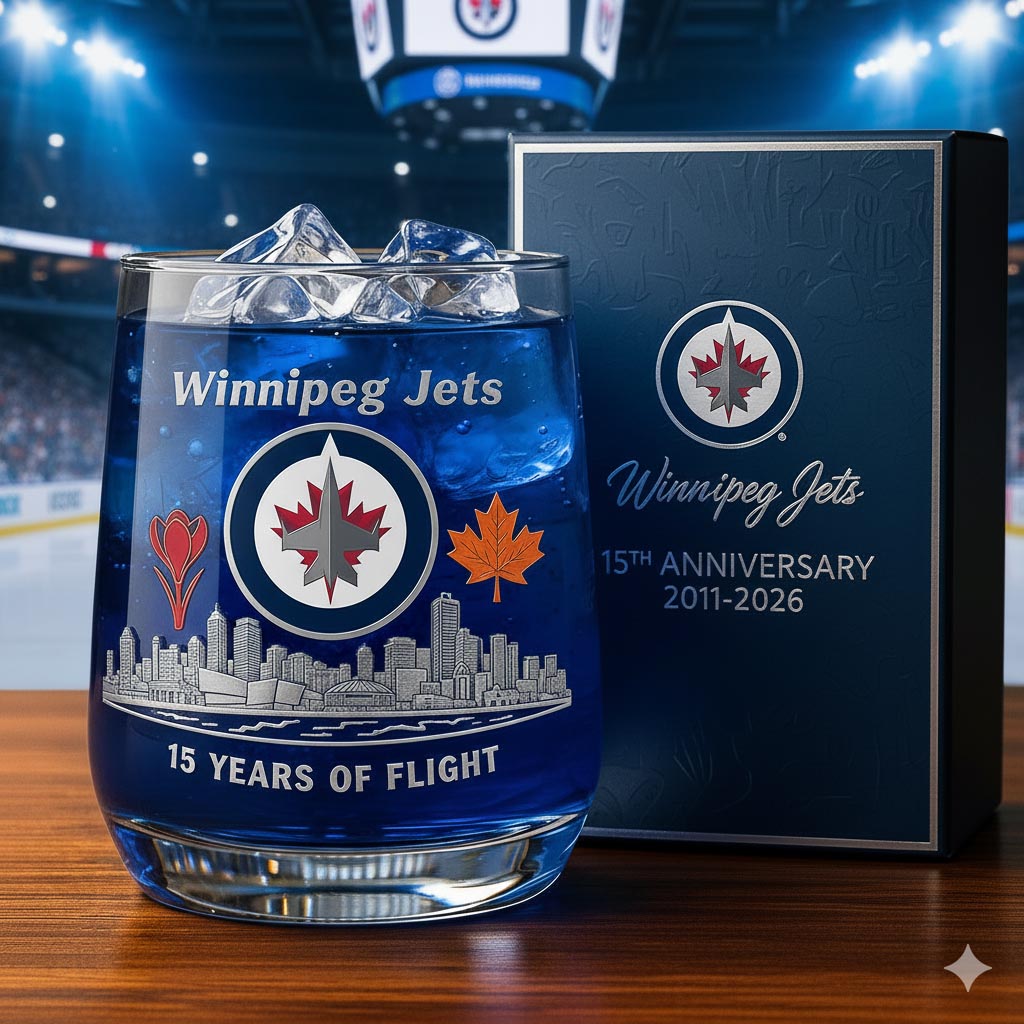 Winnipeg Jets 15th Anniversary Whiskey Glass
