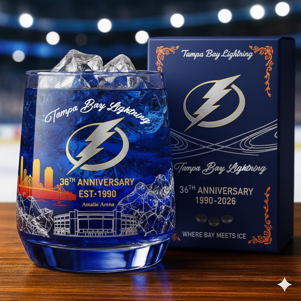 Tampa Bay Lightning 36th Anniversary Whiskey Glass