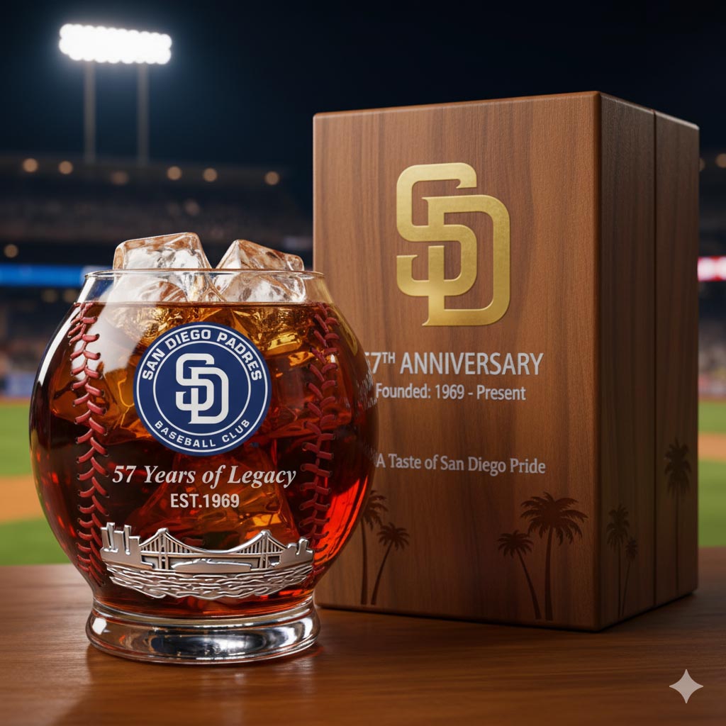 San Diego Padres 57th Anniversary Whiskey Glass