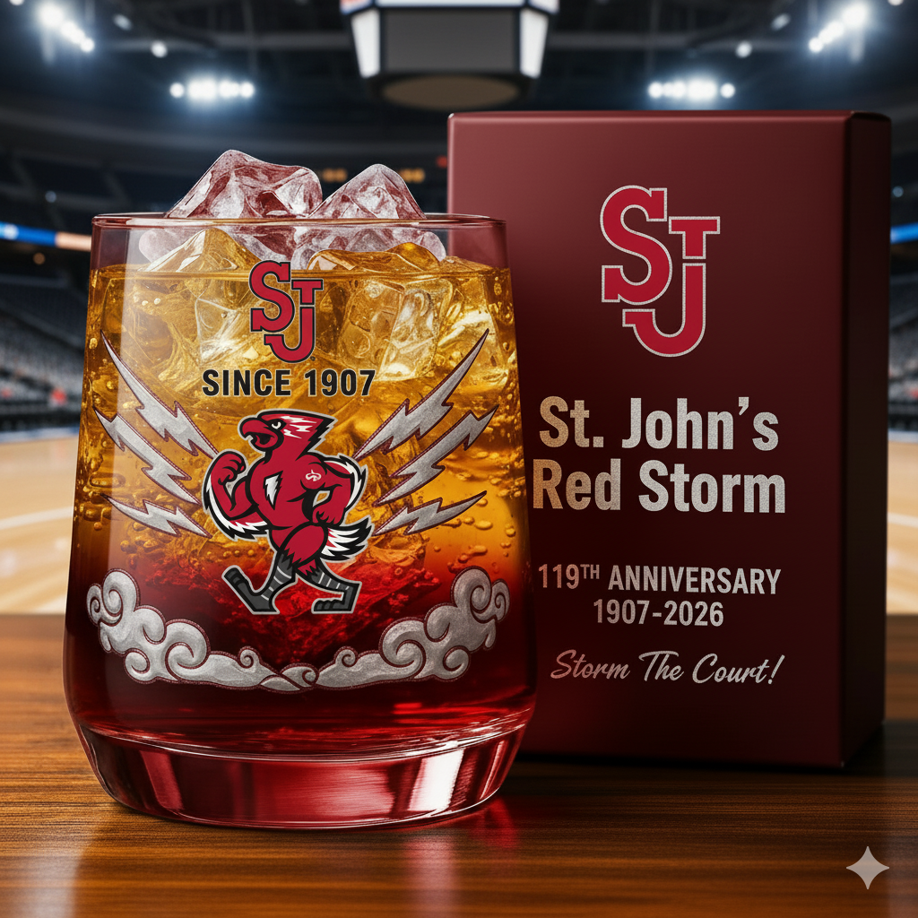 St. John's Red Storm 119th Anniversary Whiskey Glass